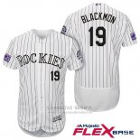 Camiseta Beisbol Hombre Colorado Rockies Charlie Blackmon 19 Blanco Autentico Collection Flex Base