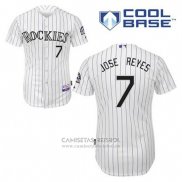 Camiseta Beisbol Hombre Colorado Rockies Jose Reyes 7 Blanco Primera Cool Base