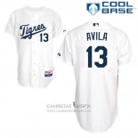 Camiseta Beisbol Hombre Detroit Tigers Alex Avila 13 Blanco Los Tigres Cool Base