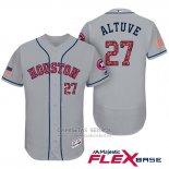 Camiseta Beisbol Hombre Houston Astros 2017 Estrellas y Rayas Jose Altuve Gris Flex Base
