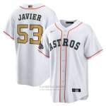 Camiseta Beisbol Hombre Houston Astros Cristian Javier 2023 Gold Collection Replica Blanco Oro Camiseta Beisbol Hombre Houston Astros Cristian Javier 2023 Gold Collection Replica Blanco Oro
