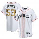 Camiseta Beisbol Hombre Houston Astros Cristian Javier 2023 Gold Collection Replica Blanco Oro