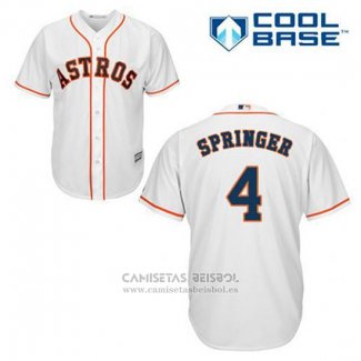 Camiseta Beisbol Hombre Houston Astros George Springer 4 Blanco Primera Cool Base