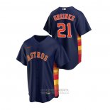 Camiseta Beisbol Hombre Houston Astros Zack Greinke Replica Alterno Azul