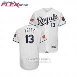 Camiseta Beisbol Hombre Kansas City Royals Salvador Perez 2018 Stars & Stripes Flex Base Blanco