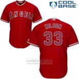 Camiseta Beisbol Hombre Los Angeles Angels 33 Cj Wilson Rojo Cool Base