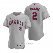 Camiseta Beisbol Hombre Los Angeles Angels Andrelton Simmons Autentico 2020 Road Gris