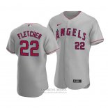 Camiseta Beisbol Hombre Los Angeles Angels David Fletcher Autentico Road Gris