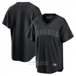 Camiseta Beisbol Hombre Los Angeles Angels Pitch Blank Replica Negro