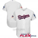 Camiseta Beisbol Hombre Los Angeles Dodgers 2017 Estrellas y Rayas Blanco Flex Base