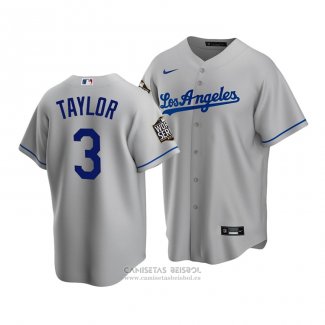 Camiseta Beisbol Hombre Los Angeles Dodgers Chris Taylor 2020 Replica Road Gris