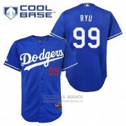 Camiseta Beisbol Hombre Los Angeles Dodgers Hyun Jin Ryu 99 Azul Cool Base