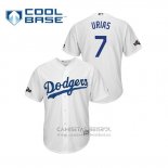 Camiseta Beisbol Hombre Los Angeles Dodgers Julio Urias 2019 Postemporada Cool Base Blanco