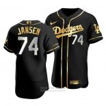 Camiseta Beisbol Hombre Los Angeles Dodgers Kenley Jansen Golden Edition Autentico Negro
