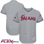 Camiseta Beisbol Hombre Miami Marlins 2017 Estrellas y Rayas Gris Flex Base