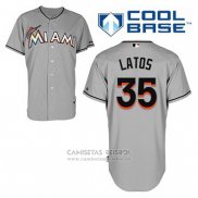 Camiseta Beisbol Hombre Miami Marlins Mat Latos 35 Gris Cool Base