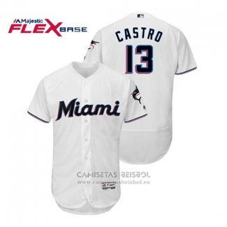 Camiseta Beisbol Hombre Miami Marlins Starlin Castro Flex Base Autentico Collection Primera 2019 Blanco