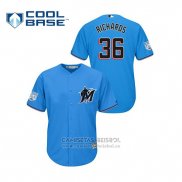 Camiseta Beisbol Hombre Miami Marlins Trevor Richards 2019 Entrenamiento de Primavera Cool Base Azul