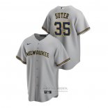 Camiseta Beisbol Hombre Milwaukee Brewers Brent Suter Replica Road Gris