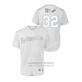 Camiseta Beisbol Hombre Milwaukee Brewers Jeremy Jeffress 2019 Players Weekend Autentico Blanco