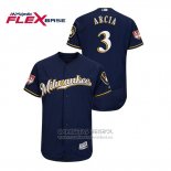 Camiseta Beisbol Hombre Milwaukee Brewers Orlando Arcia 2019 Entrenamiento de Primavera Flex Base Azul