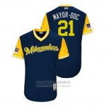 Camiseta Beisbol Hombre Milwaukee Brewers Travis Shaw 2018 LLWS Players Weekend Mayor Ddc Azul