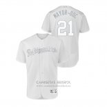 Camiseta Beisbol Hombre Milwaukee Brewers Travis Shaw 2019 Players Weekend Autentico Blanco