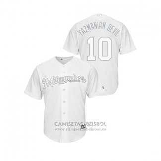 Camiseta Beisbol Hombre Milwaukee Brewers Yasmani Grandal 2019 Players Weekend Replica Blanco