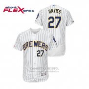 Camiseta Beisbol Hombre Milwaukee Brewers Zach Davies Autentico Flex Base Blanco Azul