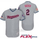 Camiseta Beisbol Hombre Minnesota Twins 2017 Estrellas y Rayas Brian Dozier Gris Flex Base