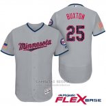 Camiseta Beisbol Hombre Minnesota Twins 2017 Estrellas y Rayas Byron Buxton Gris Flex Base