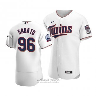 Camiseta Beisbol Hombre Minnesota Twins Aaron Sabato Autentico Primera Blanco