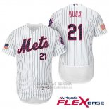 Camiseta Beisbol Hombre New York Mets 2017 Estrellas y Rayas Lucas Duda Blanco Flex Base