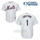 Camiseta Beisbol Hombre New York Mets Chris Young 1 Blanco Primera Cool Base