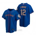 Camiseta Beisbol Hombre New York Mets Francisco Lindor Replica Azul