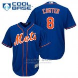 Camiseta Beisbol Hombre New York Mets Gary Carter 8 Azul Alterno Primera Cool Base