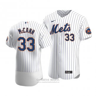 Camiseta Beisbol Hombre New York Mets James Mccann Autentico Primera Blanco