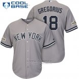Camiseta Beisbol Hombre New York Yankees 2017 Postemporada Didi Gregorius Gris Cool Base