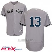 Camiseta Beisbol Hombre New York Yankees Alex Rodriguez Gris Flex Base Jugador