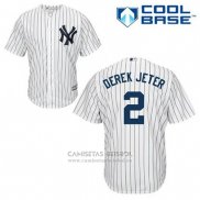 Camiseta Beisbol Hombre New York Yankees Derek Jeter 2 Blanco Primera Cool Base