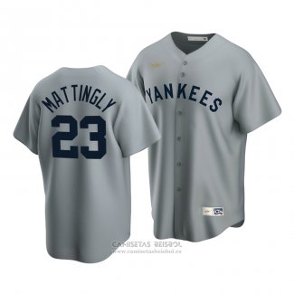 Camiseta Beisbol Hombre New York Yankees Don Mattingly Cooperstown Collection Road Gris