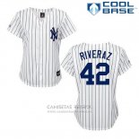 Camiseta Beisbol Hombre New York Yankees Mariano Rivera 42 Blanco Cool Base