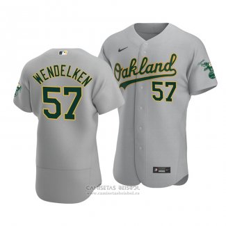 Camiseta Beisbol Hombre Oakland Athletics J.b. Wendelken Autentico Road Gris