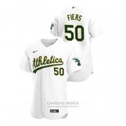 Camiseta Beisbol Hombre Oakland Athletics Mike Fiers Autentico 2020 Primera Blanco