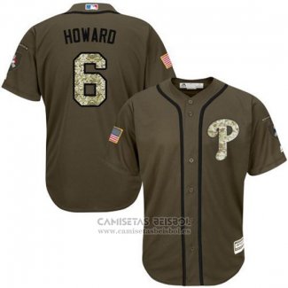 Camiseta Beisbol Hombre Philadelphia Phillies 6 Ryan Howard Verde Salute To Service