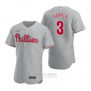 Camiseta Beisbol Hombre Philadelphia Phillies Bryce Harper Autentico 2020 Road Gris