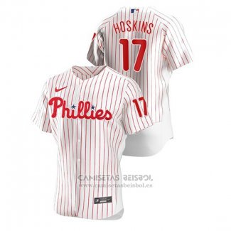 Camiseta Beisbol Hombre Philadelphia Phillies Rhys Hoskins Autentico Blanco