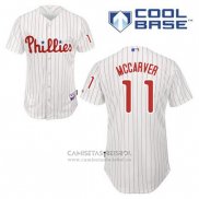 Camiseta Beisbol Hombre Philadelphia Phillies Tim Mccarver 11 Blanco Primera Cool Base