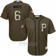 Camiseta Beisbol Hombre Pittsburgh Pirates 6 Starling Marte Verde Salute To Service