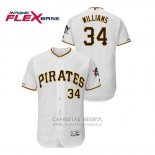 Camiseta Beisbol Hombre Pittsburgh Pirates Trevor Williams 150th Aniversario Patch Flex Base Blanco